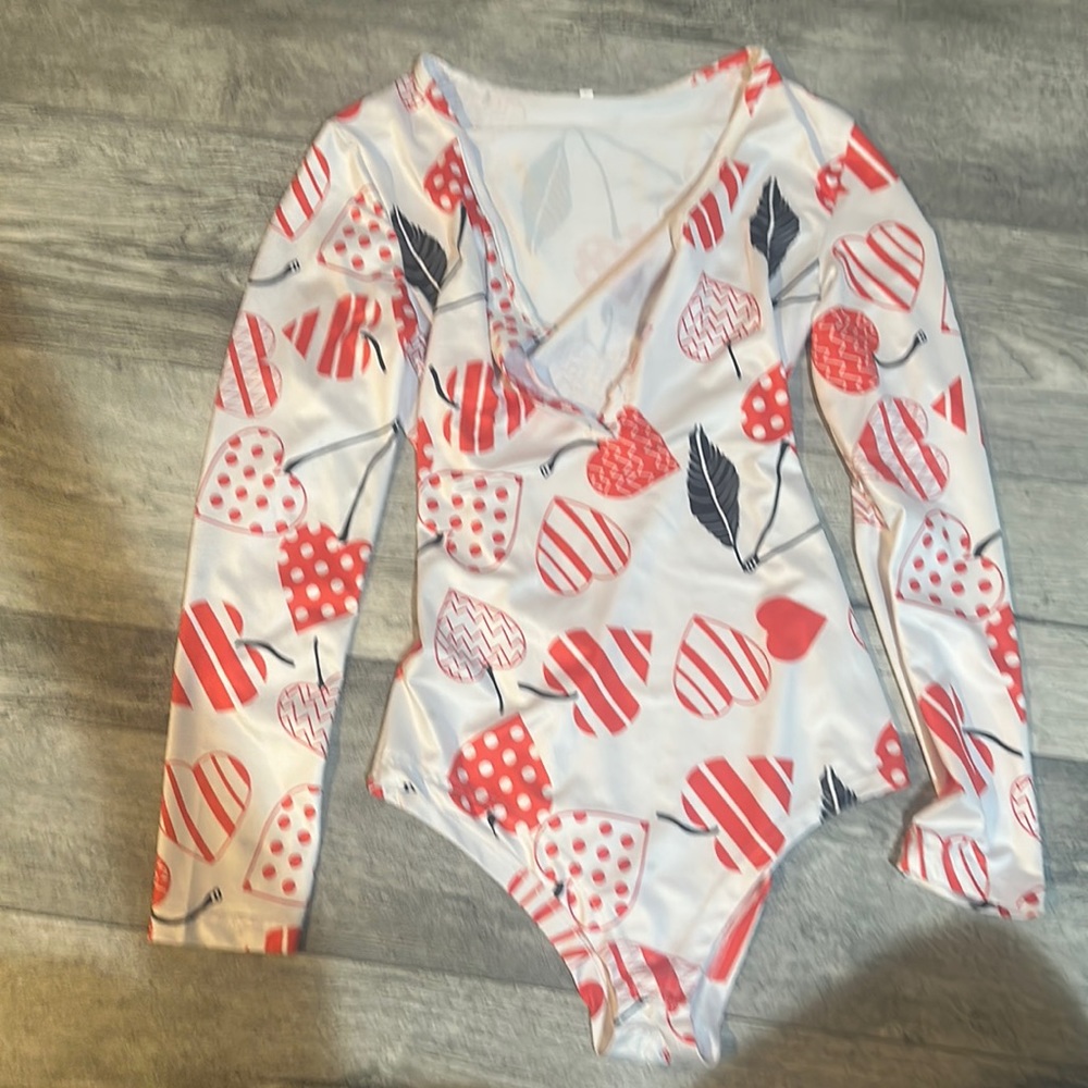One piece sexy sleepwear M heart cherries pjs